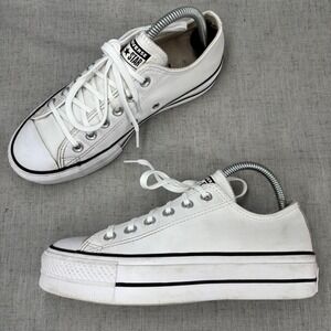 Converse Chuck Taylor All Star Lift Platform White Leather Low Top Women's 7